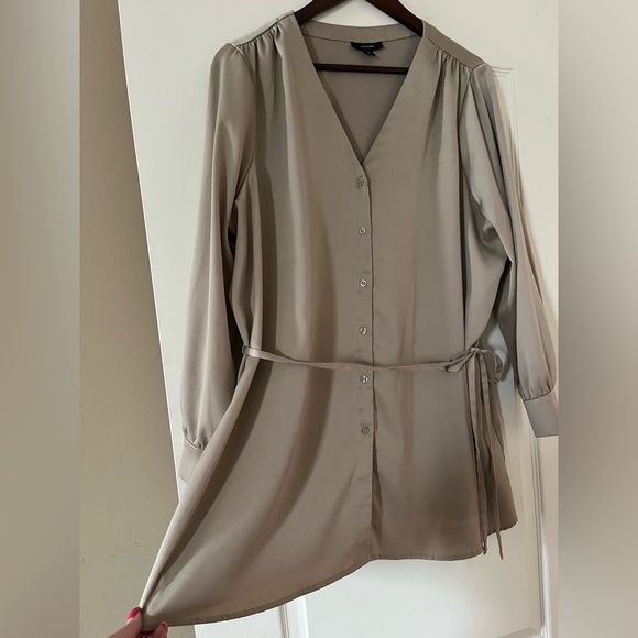 Alfani Rich Champagne Button Down Elegant Blouse with Tie Women’s 2X - Picture 6 of 15